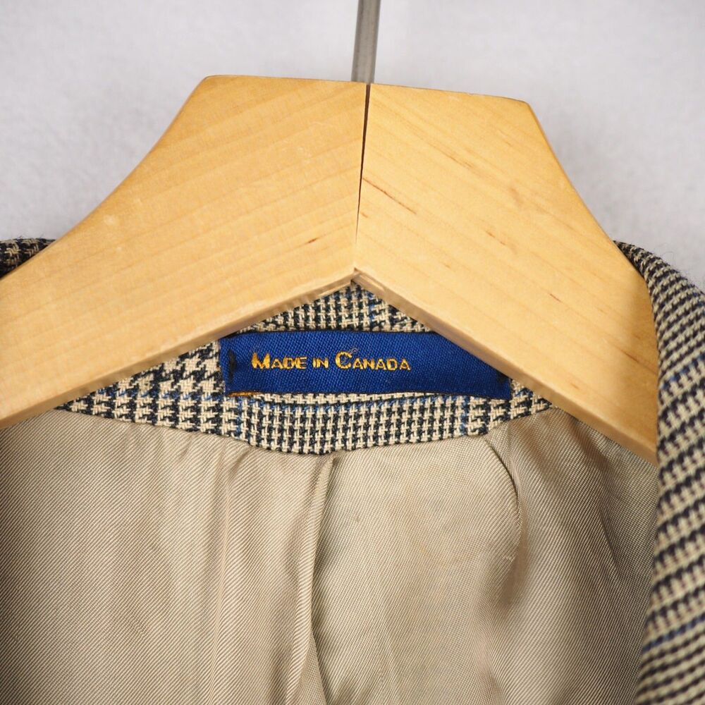 Ralph Lauren Polo University Club Tan Houndstooth Sport Coat Men 44R Silk Wool - Picture 4 of 13